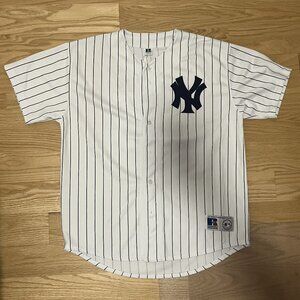 2002 Vintage NY Yankees Number 25 Jason Giambi Majestic White Mens Baseball L